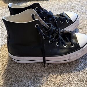 Converse Leather Platform Black and White High-Tops